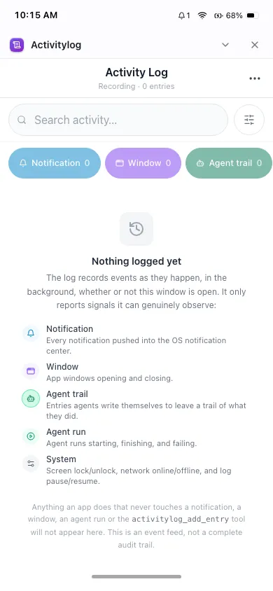 Activity Log on phone