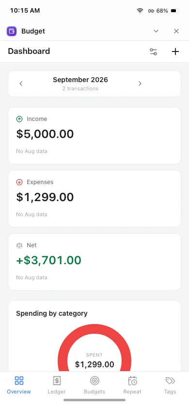 Budget on phone