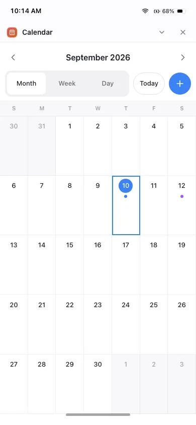 Calendar on phone