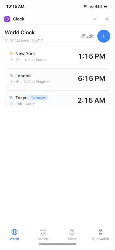 Clock on phone