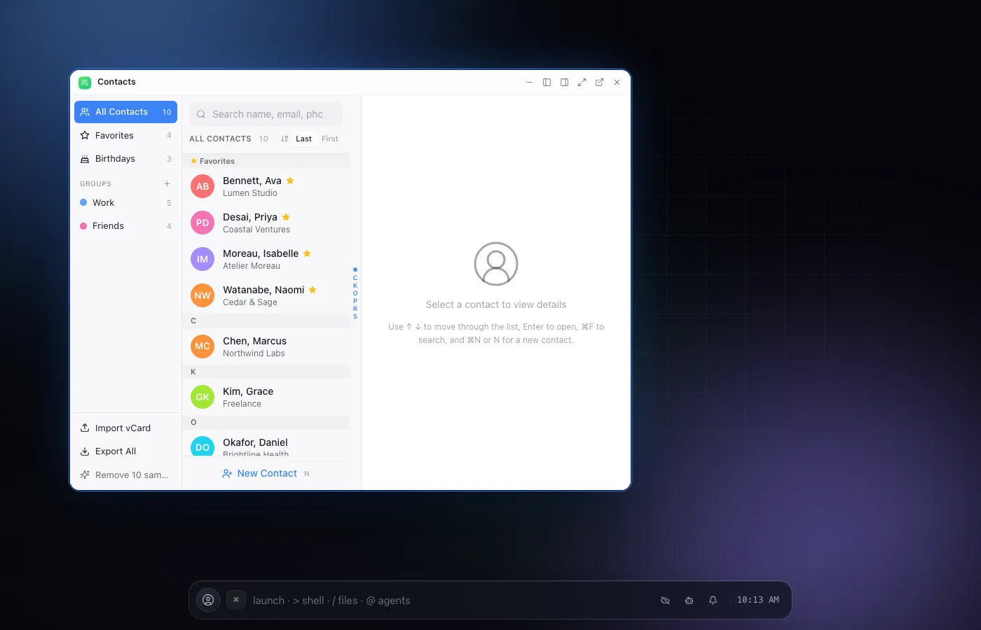 Contacts screenshot