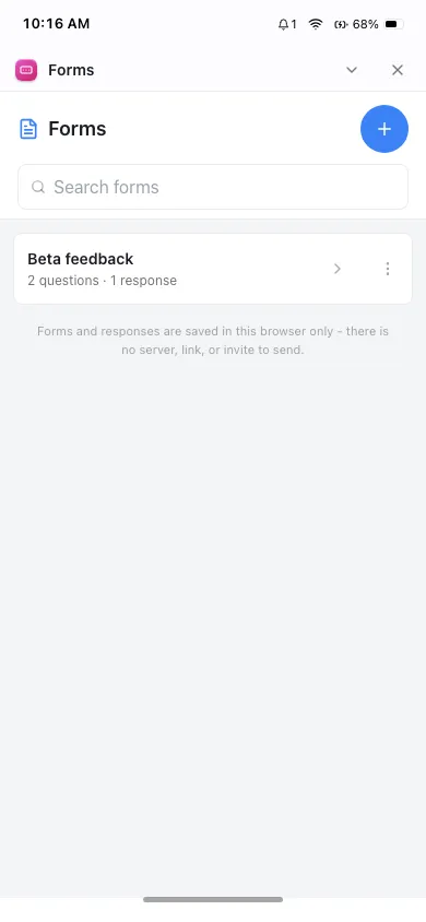 Forms on phone