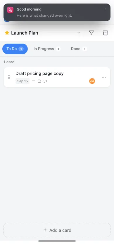 Kanban on phone