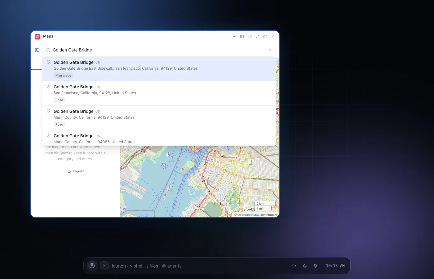 Maps screenshot