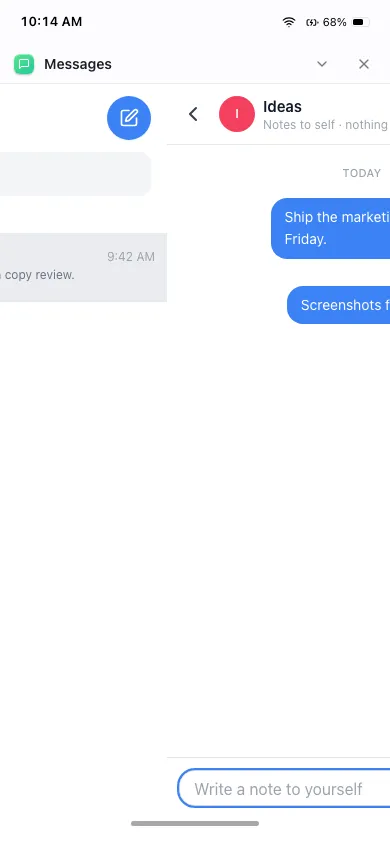 Messages on phone