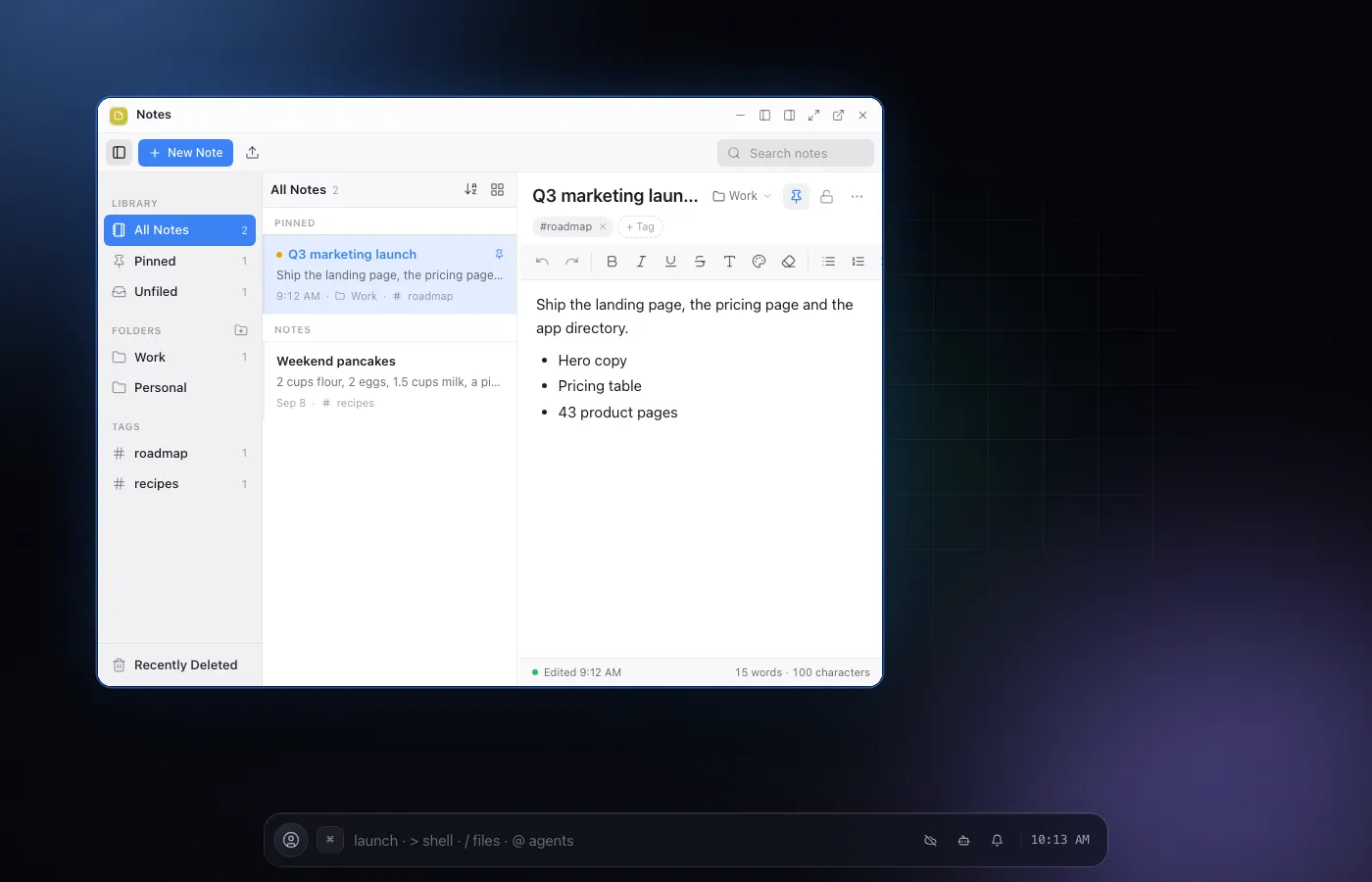 Notes screenshot