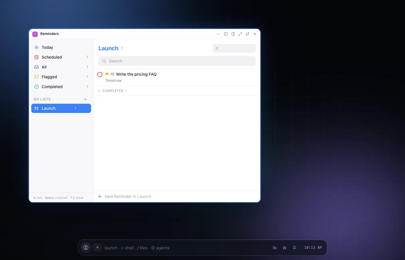 Reminders screenshot