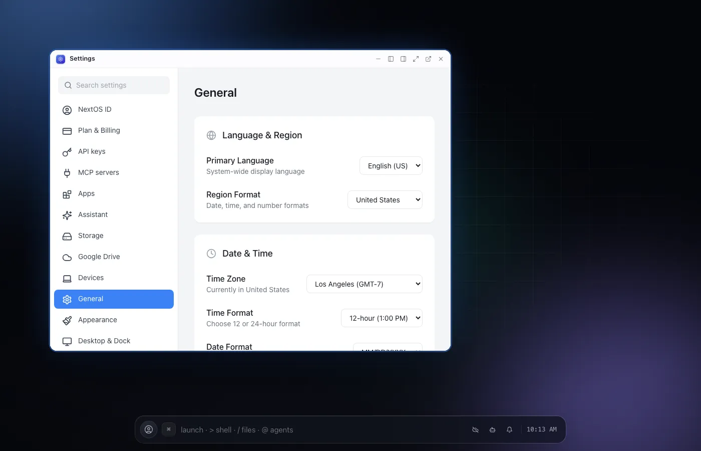 Settings screenshot
