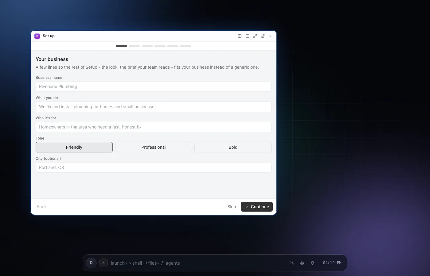 Set up on desktop