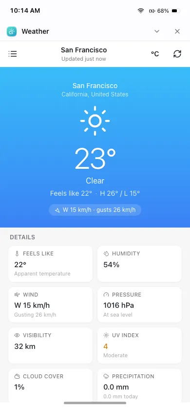 Weather on phone